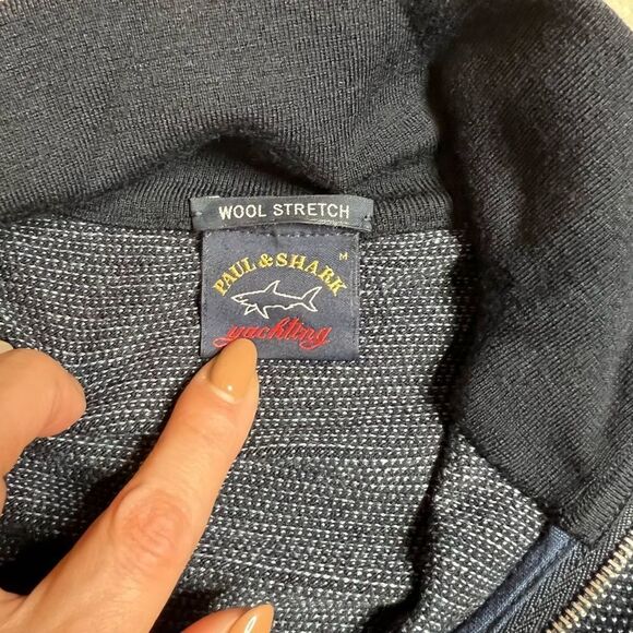 NWT Paul & Shark Summer wool jacquard half zip sweater with iconic badge - Picture 15 of 15